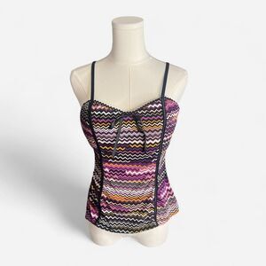 Y2K My Michelle Zig Zag Corset Style Cami Top